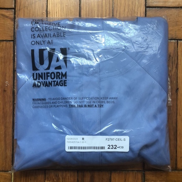 UA FLEX2 WOMEN'S 3-POCKET LONG SLEEVE STRETCH SCRUB JACKET Ceil Blue Size Small - Picture 4 of 7